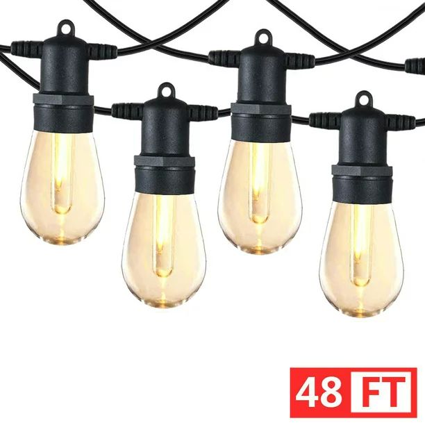 Outdoor String Lights Patio Vintage Garden Yard Commercial Grade Waterproof 48Ft - Walmart.com | Walmart (US)