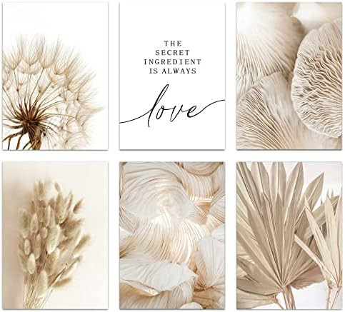 Canssape Set of 6 Fall Wall Decor Botanical Wall Art Prints 8x10in Beige Sage Green Room Decor Aesth | Amazon (US)
