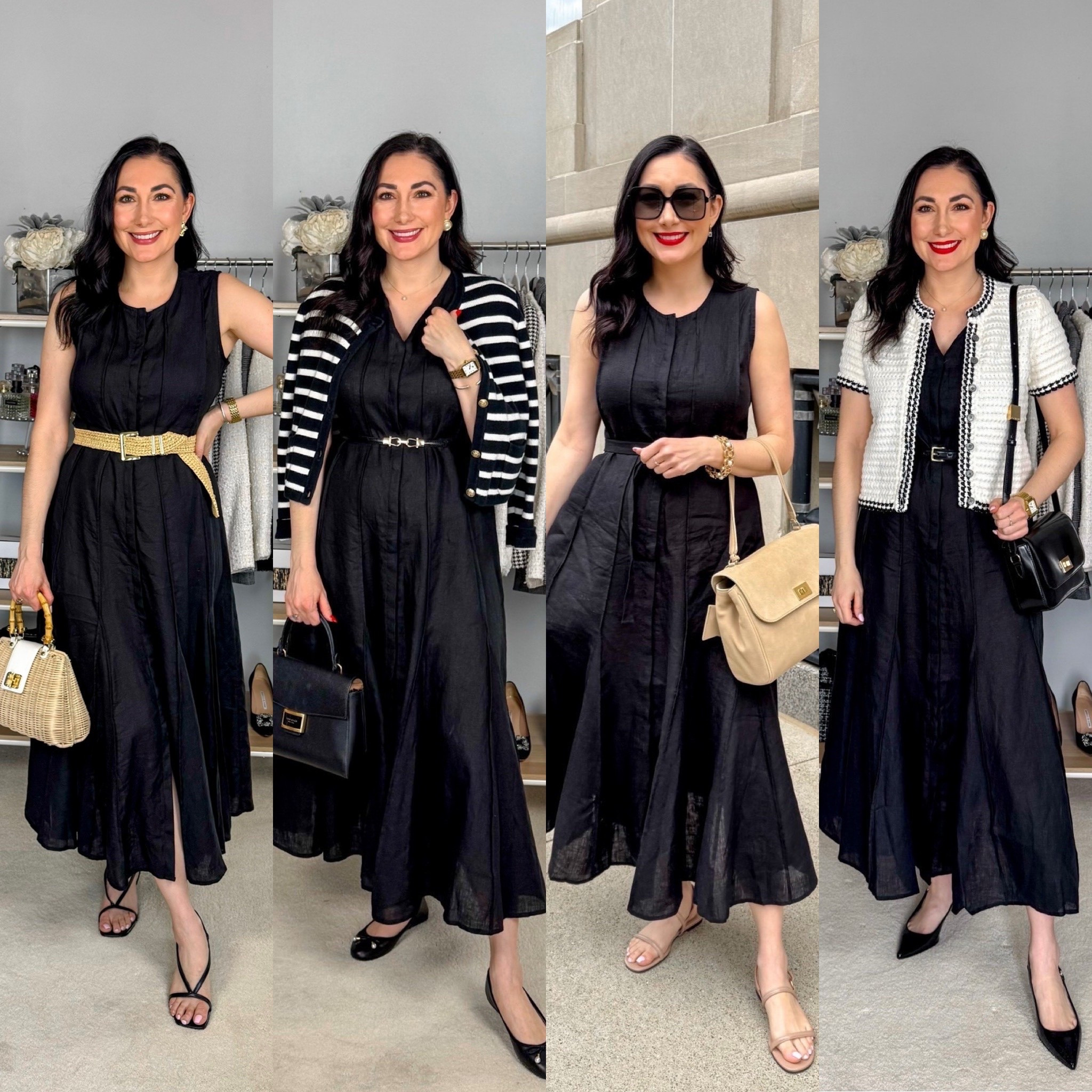 4 ways to style my black linen maxi dress which is currently 50% off!  Also, all of the shoes except the black mallet flats are 40% off 🖤

Black maxi dress size small 
Black kitten heels size 6.5, sized down half size 
Black ballet flats size 6.5, sized down half size 
Nude sandals size 7
Black sling back kitten heels size 7

#LTKWorkwear #LTKSeasonal #LTKSaleAlert