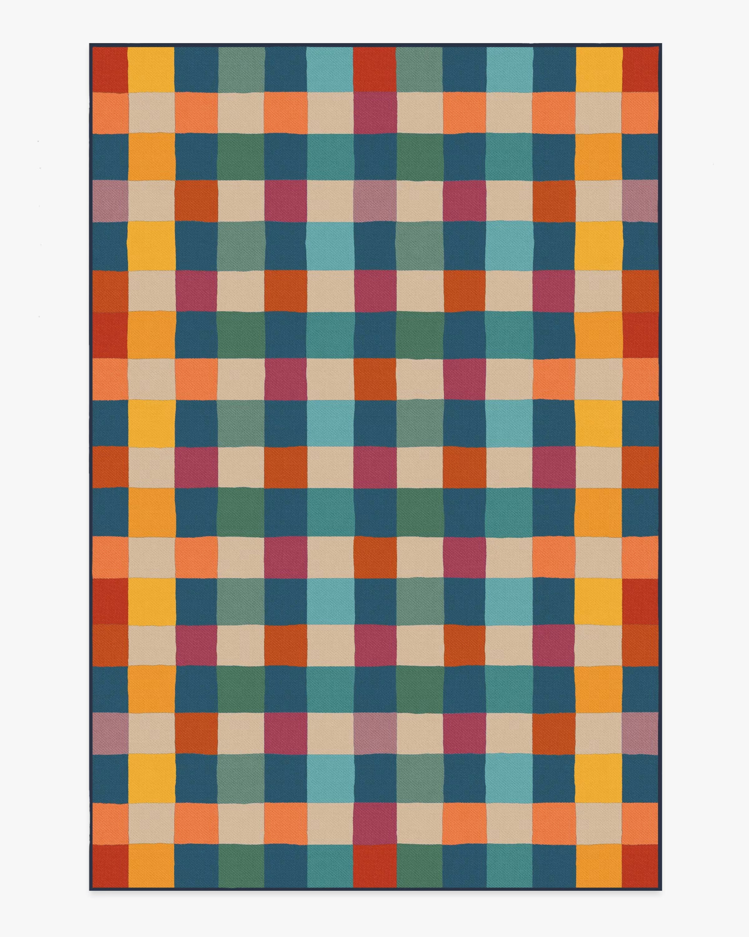 Outdoor Picnic Plaid Rug in PANTONE™ Neptune Green | Ruggable | Ruggable