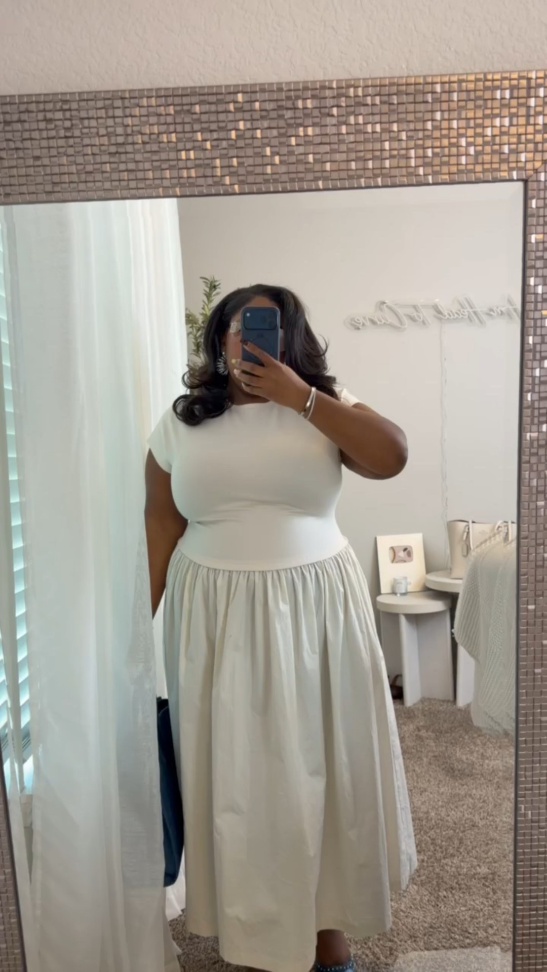 ✨ Spring Plus Size White & Denim Outfit Idea

This white dress is so good for spring 🤍I’m wearing the Scoop Women’s Maxi Dress with Short Dolman Sleeve in a 2X. It’s also under $40 and sizing goes up to a 4X.

I paired it with my Steve Madden denim kitten heel, a Vince Camuto bag from Nordstrom Rack (Sold Out), and classic sliver Amazon shades to pull it all together.