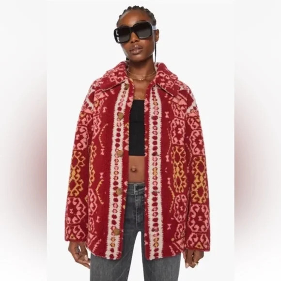 Mother The Warm And Fuzzy Fleece Snug As A Bug In A Rug Jacket Sherpa WineCombo | Poshmark