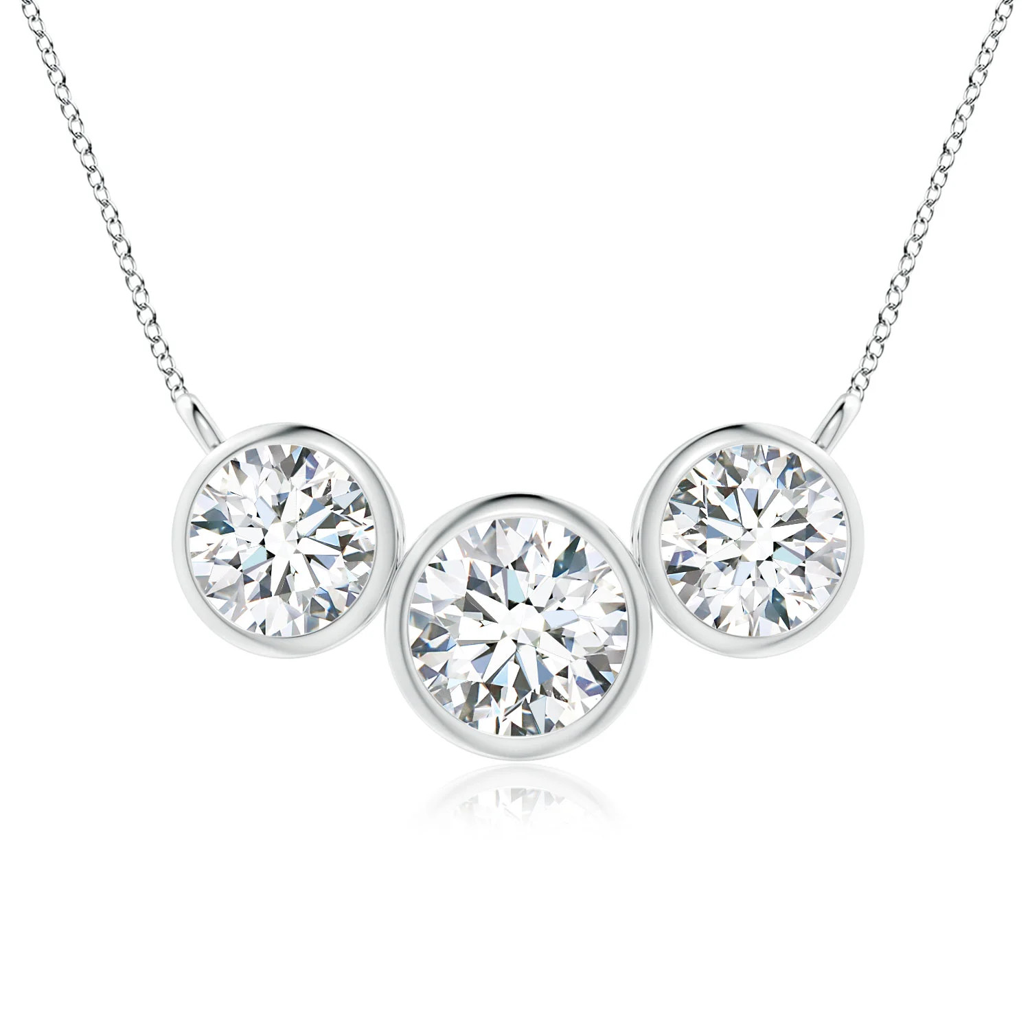 Lab-Grown Three Stone Bezel-Set Round Diamond Pendant in 14K White Gold (F-G, VS - 1.3CT. TW.) | ... | Angara US