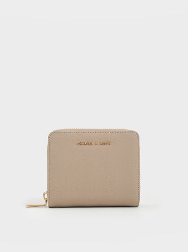 Taupe Finley Zip-Around Small Wallet | CHARLES & KEITH UK | Charles & Keith UK