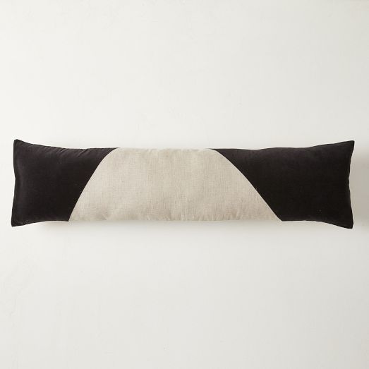 Cotton Linen & Velvet Corners Oversized Lumbar Pillow Cover | West Elm (US)