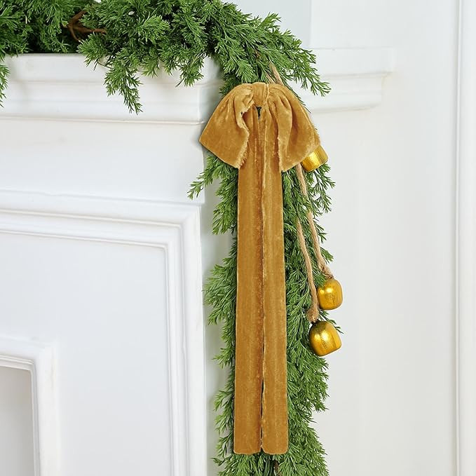 8 Pcs Extra Large Christmas Velvet Bows, 17.7 x 8.7 Vintage Raw Edge Ribbon Swag Bow for Christma... | Amazon (US)