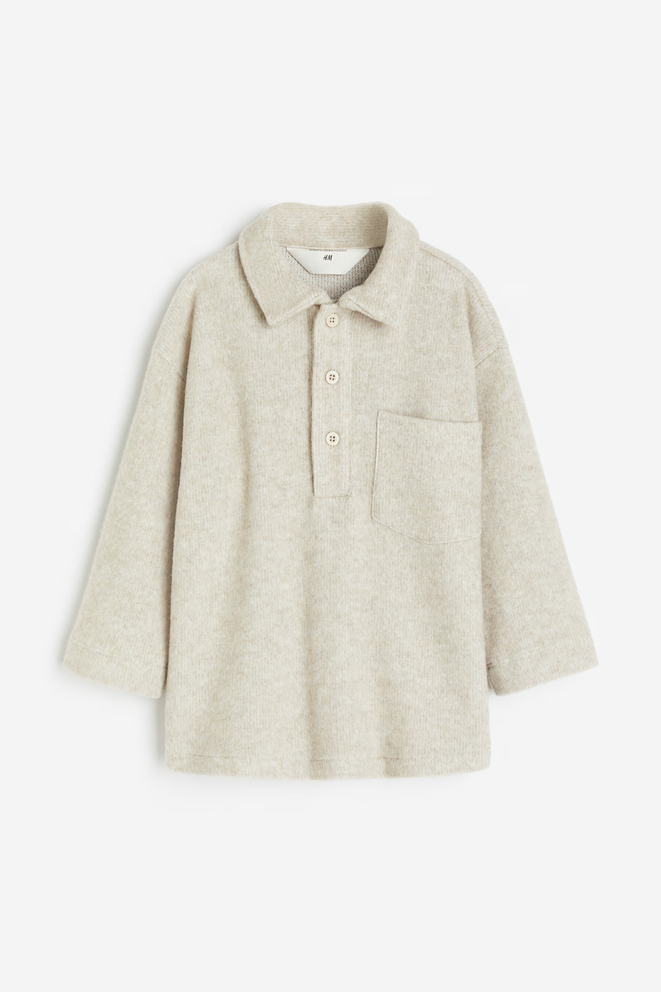 Polo Sweater - Long sleeve - Regular length - Light beige - Kids | H&M US | H&M (US + CA)