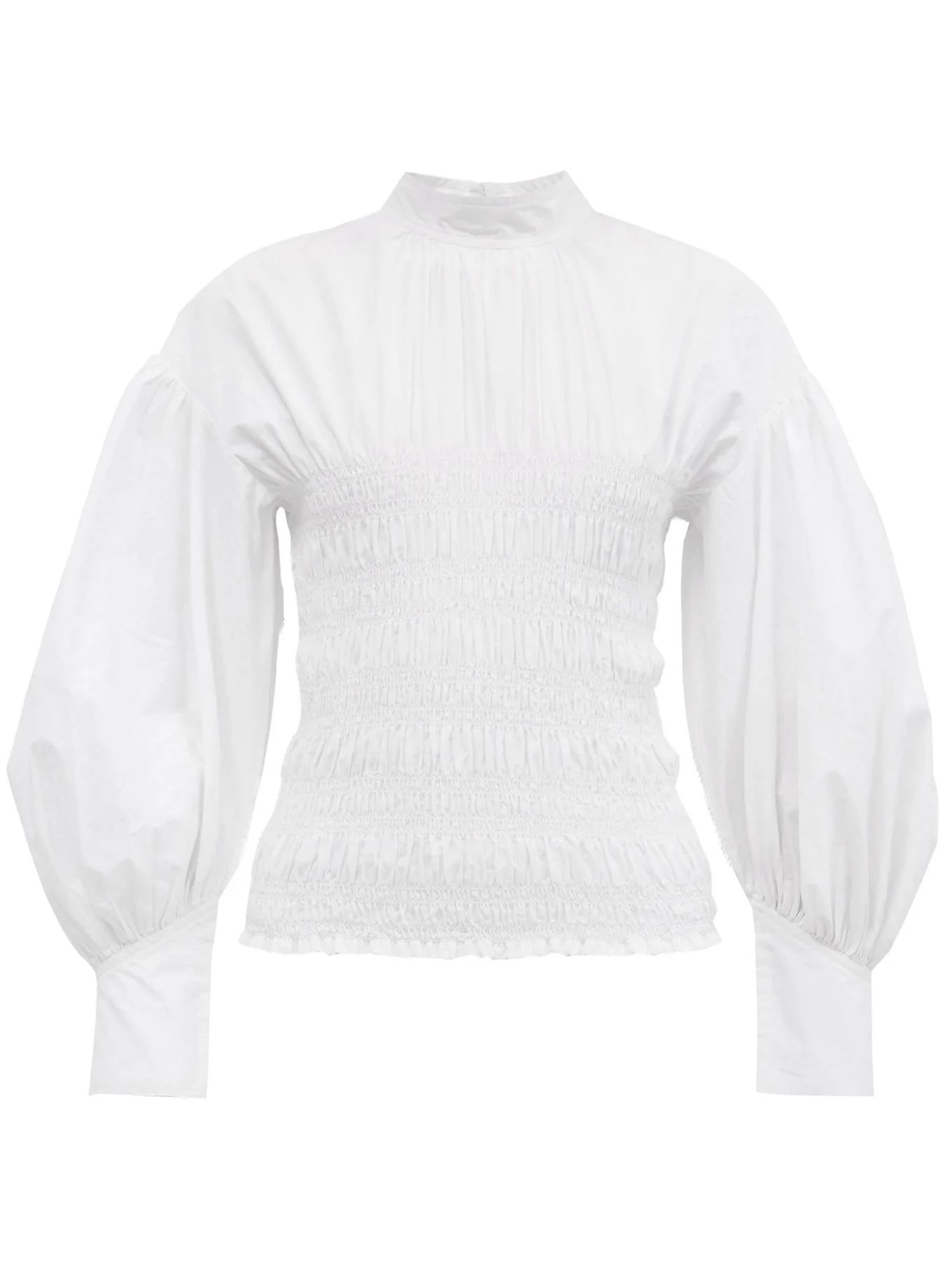 Shirred cotton-poplin blouse | Ganni | Matches (US)