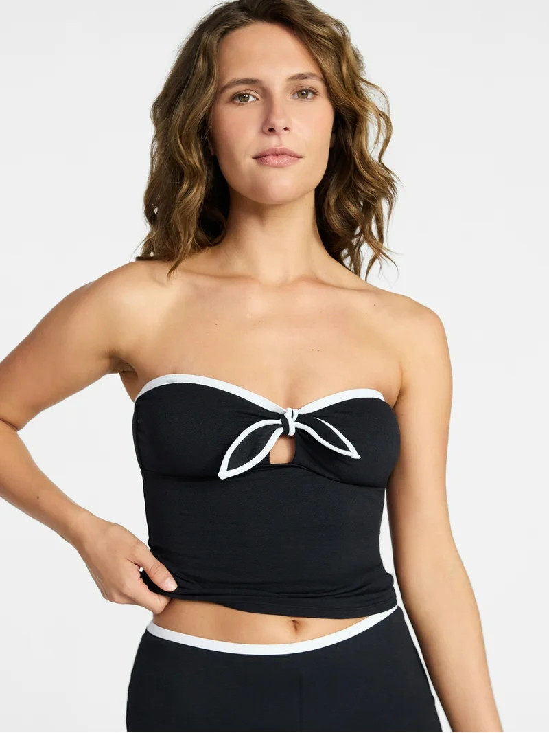 Time and Tru Women's and Women's Plus Size Bandeau Tie Tankini Top, Sizes XS-3X | Walmart (US)