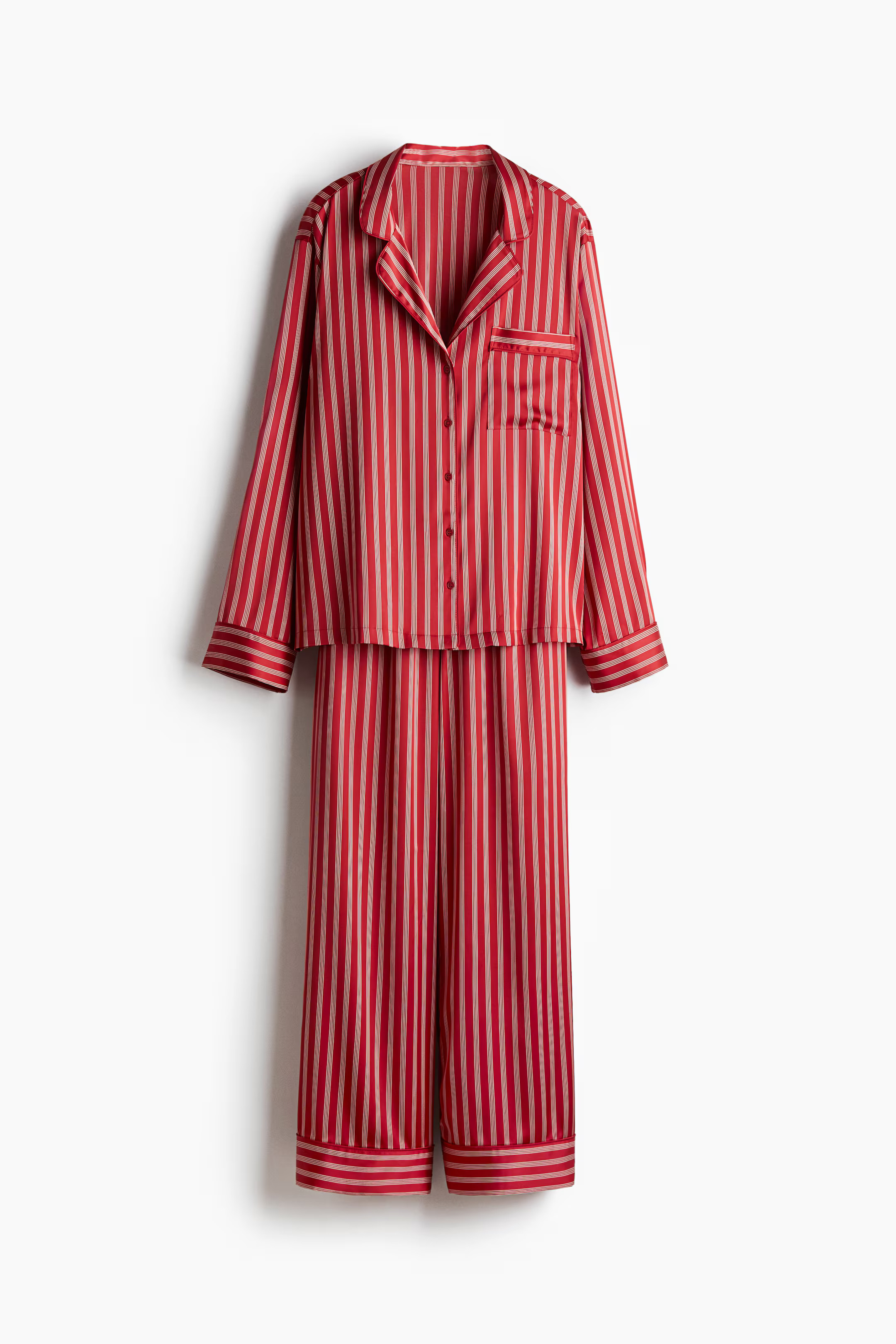 Satin Pajamas - Red/striped - Ladies | H&M US | H&M (US + CA)