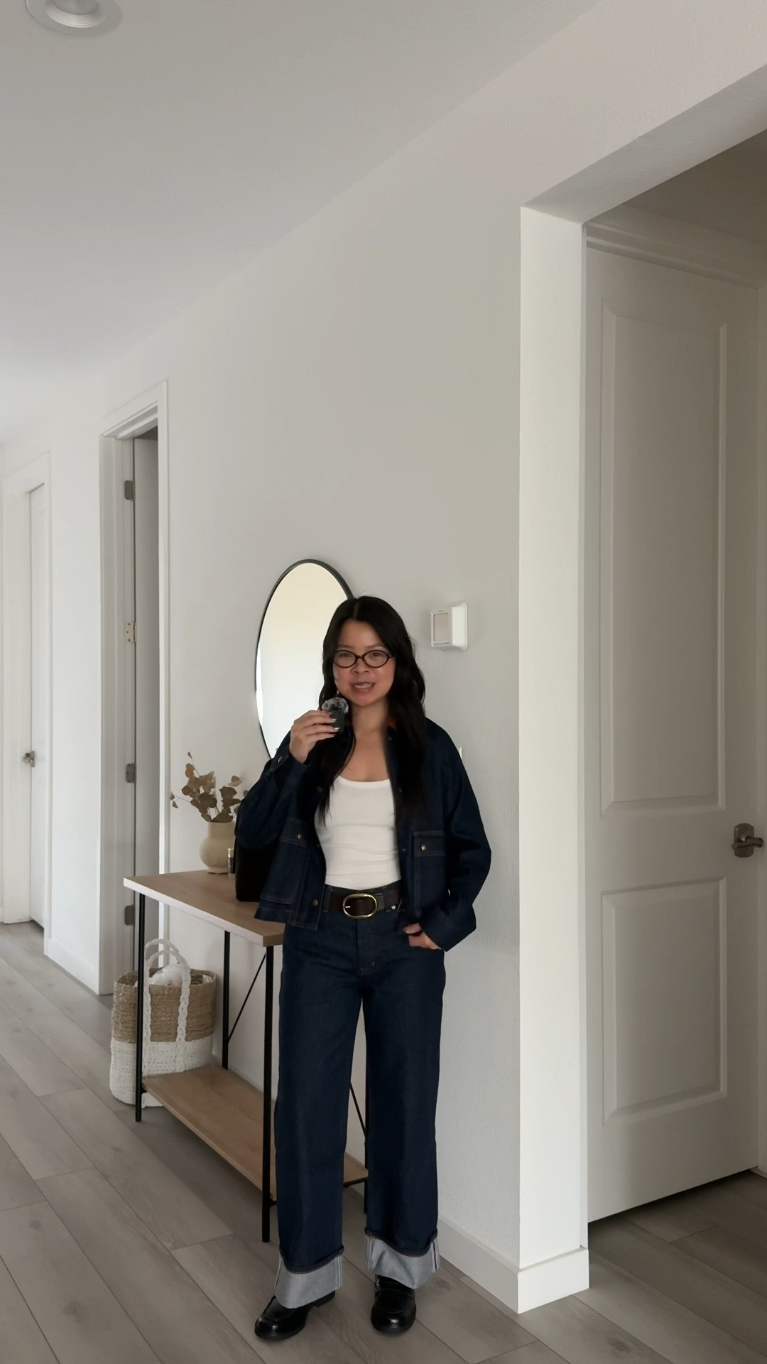 Size XXS in denim barn jacket
Size 25 Petite in jeans (run TTS)
Size XS in belt 
Black loafers TTS 


#LTKPetite #LTKSaleAlert #LTKSeasonal