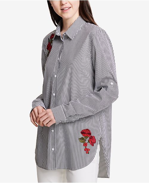 Striped Embroidered Button-Down Top | Macys (US)