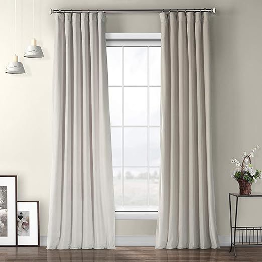 HPD Half Price Drapes VPYC-161204-96 Plush Velvet Curtain (1 Panel), 50 X 96, Vanilla | Amazon (US)