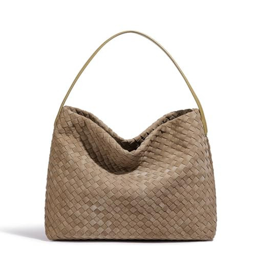 Woven Suede Shoulder Bag, Large Capacity Suede Tote Bag for Women, Luxury handbags for Women 2025 (Pine Brown) | Amazon (US)