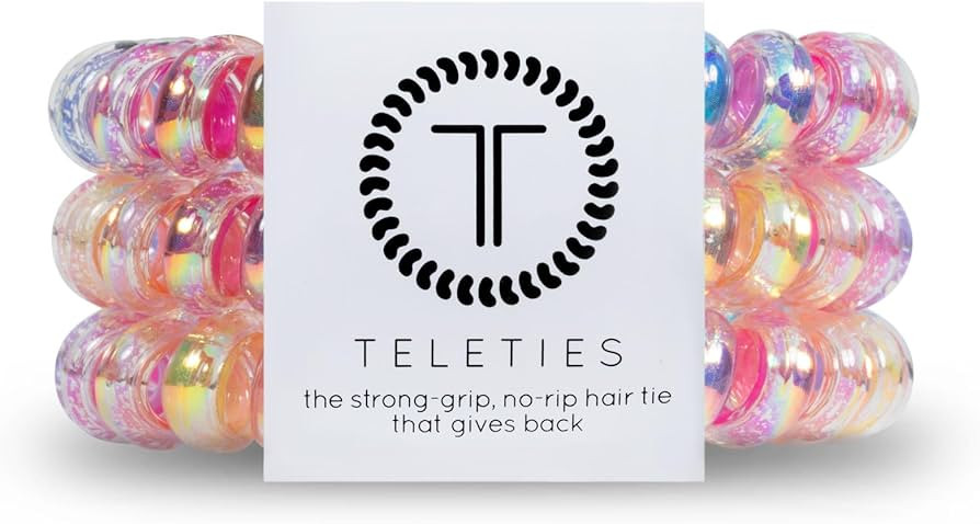 TELETIES - Spiral Hair Coils - Ponytail Holder Hair Ties for Women - Phone Cord Hair Ties - Stron... | Amazon (US)