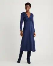 Tencel Jersey V-Neck Long Sleeve Midi Dress | Quince
