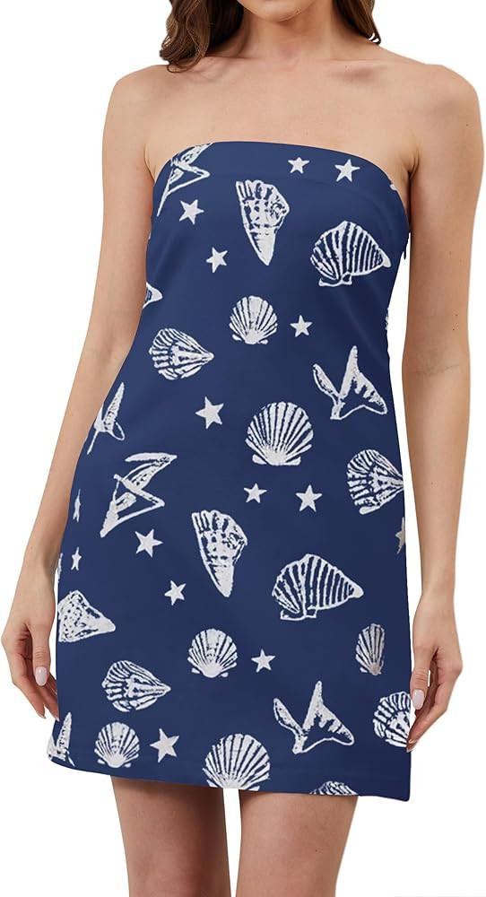TERIVEEK Women Strapless Tube Mini Dress Boho Floral Print Sleeveless Backless Short Dress Summer... | Amazon (US)