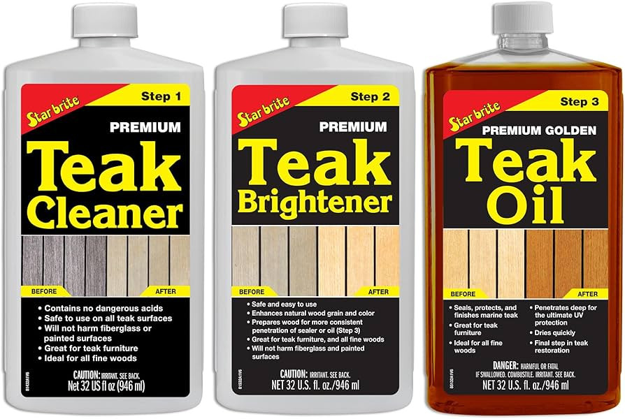 STAR BRITE Premium Teak Care Kit - Marine Grade Teak Cleaner, Brightener & Golden Teak Oil - Idea... | Amazon (US)