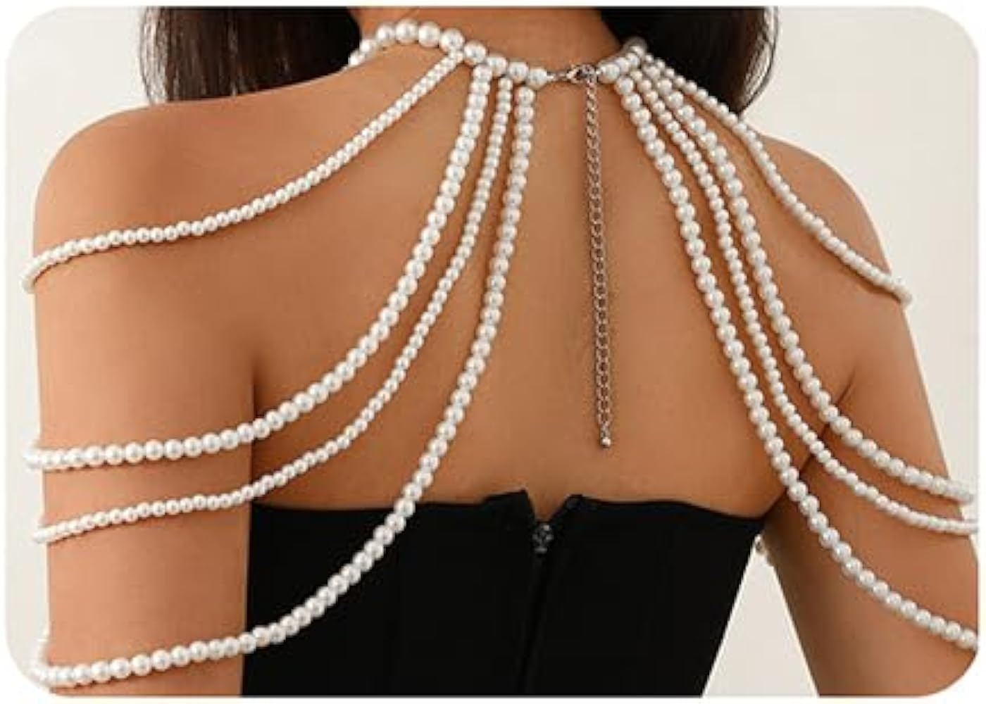 Xerling Faux Pearl Shoulder Harness Body Chain Fringe Tassels Bra Chain Body Jewelry Wedding Arm ... | Amazon (US)