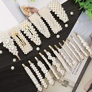 18 Pcs Pearl Hair Clips Large Hair Clips Barrette Hair for Women Girls Fashion Hair Accessories | Amazon (US)