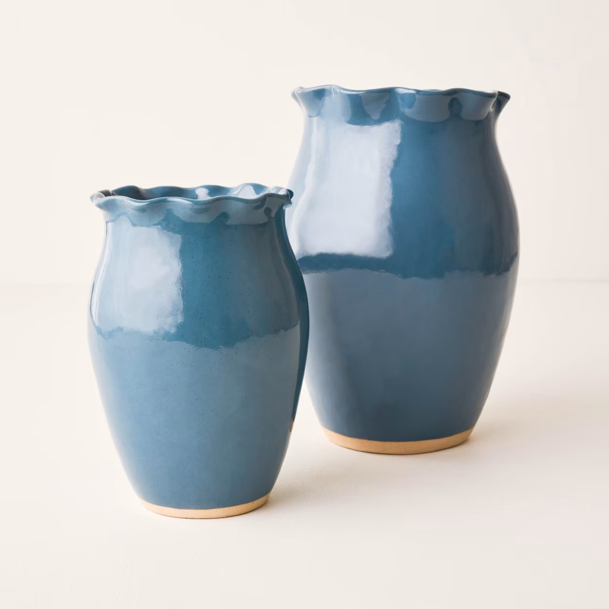 Nancy Blue Scalloped Ceramic Vase | Magnolia