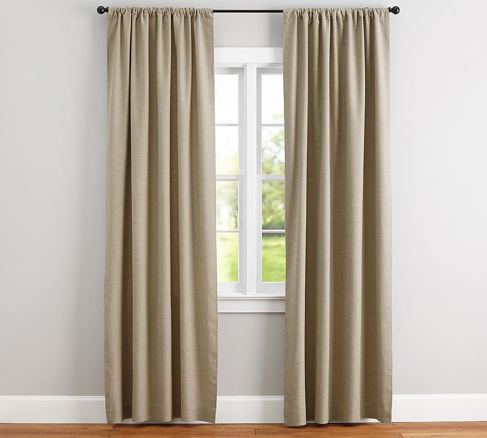 Custom Emery Linen Blackout Curtain - Oatmeal | Pottery Barn (US)