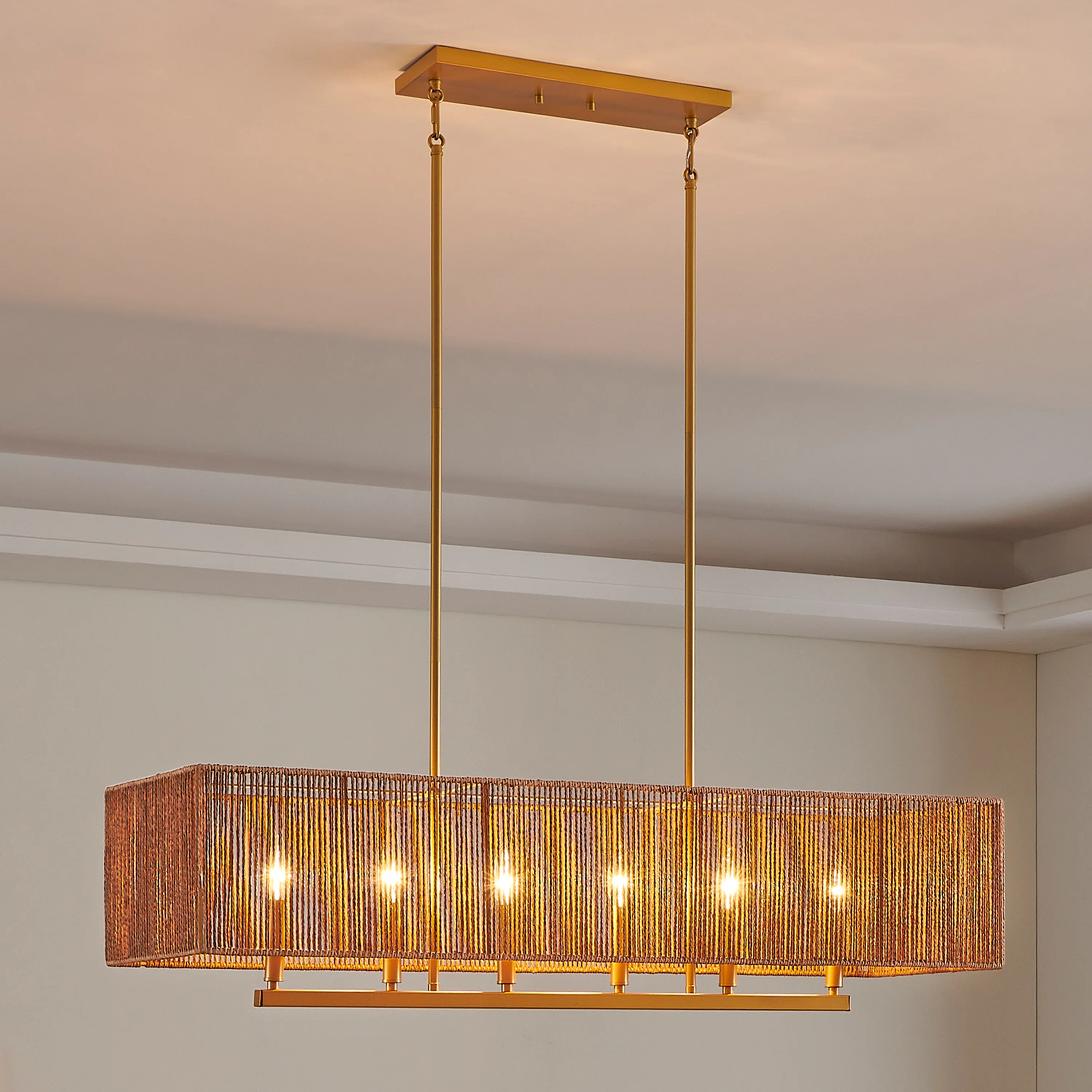 6-light Adjustable Gold Rattan Chandelier | Wayfair North America