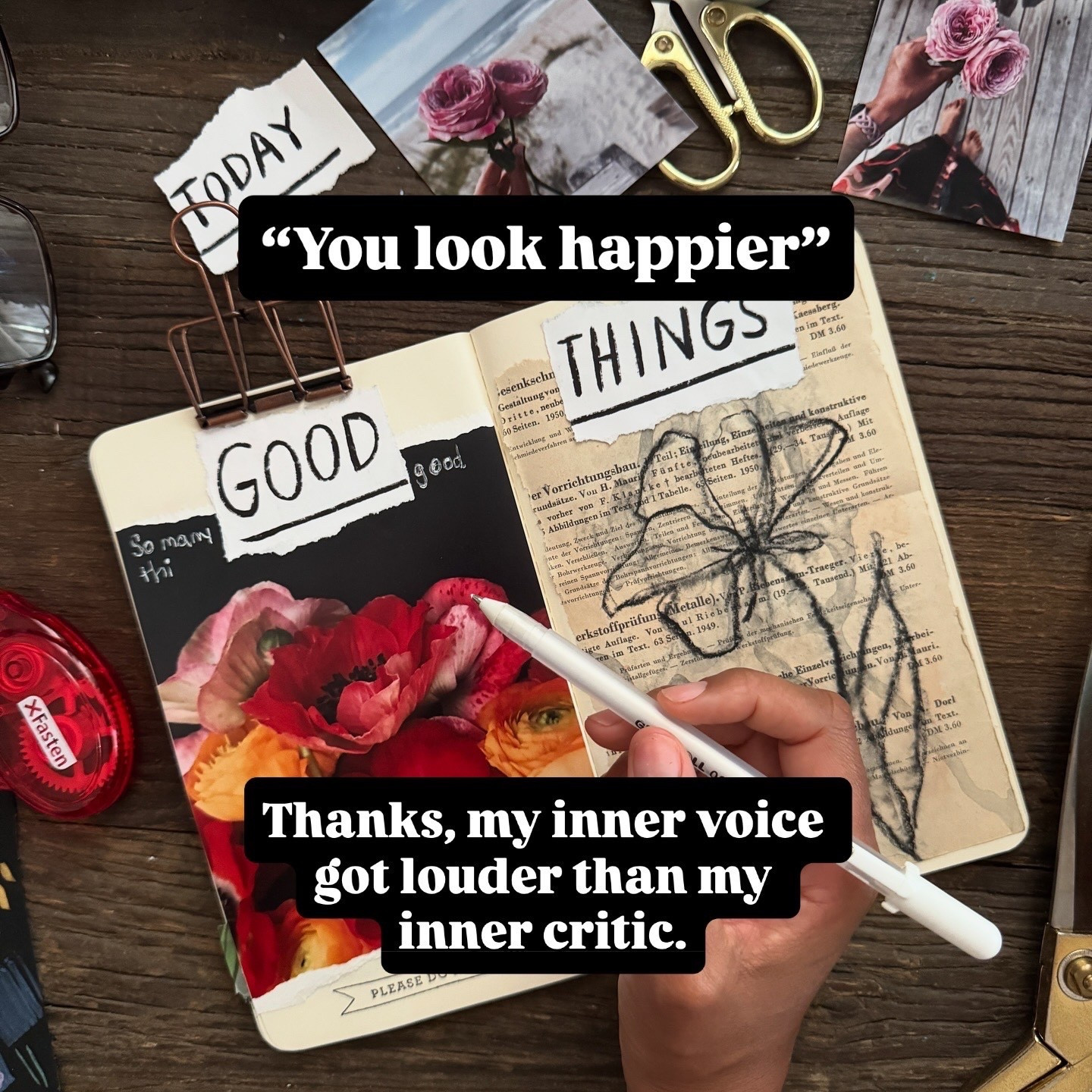 White gel pen and art journal