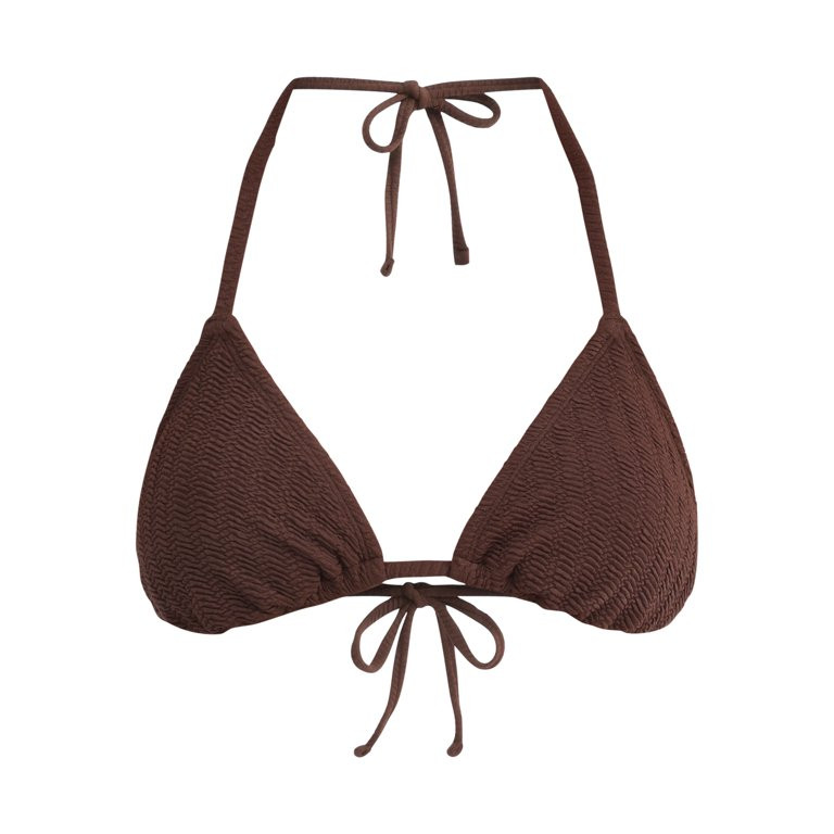 No Boundaries Herringbone Crinkle Triangle Bikini Top, Women's | Walmart (US)