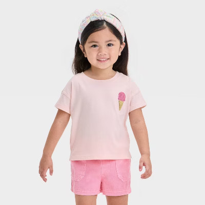 Toddler Girls' 'Ice Cream' Shirt - Cat & Jack™ Peach Orange 4T | Target