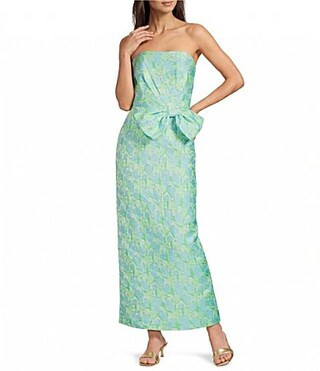 Lilly Pulitzer Tiernan Tulip Tango Jacquard Strapless Sleeveless Bow Maxi Dress - 6 | Dillard's