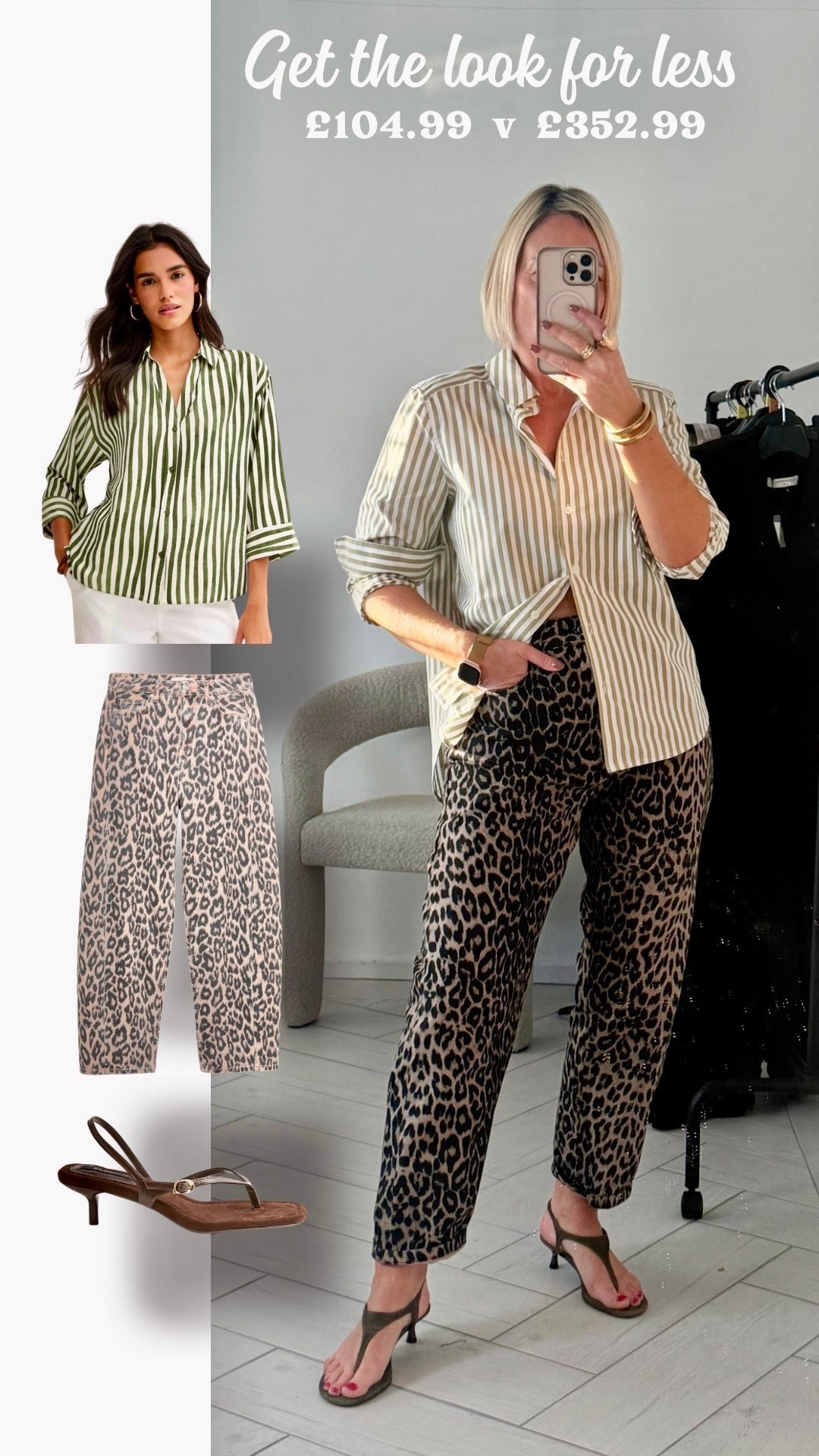 Stripe Shirt, Leopard Barrel Jeans, Toe Post Heeled Sandals

#LTKuk #LTKstyletip #LTKover50style