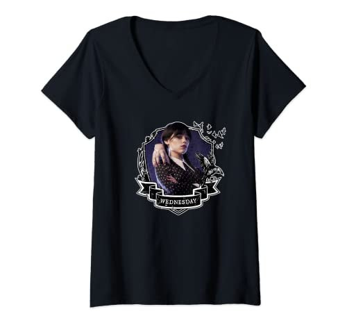 Womens Wednesday Nevermore Frame Wednesday V-Neck T-Shirt | Amazon (US)