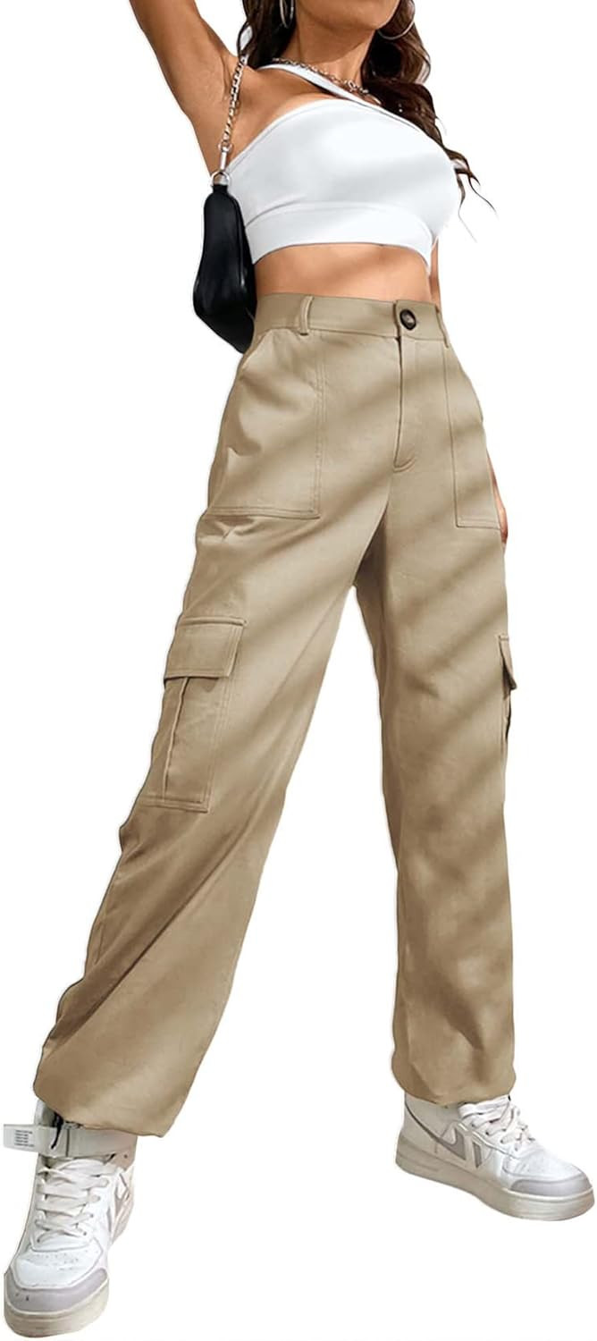 LOLOCCI Cargo Pants for Women High Waisted Travel Tactical Streetwear Casual Pants with 6 Pockets... | Amazon (US)