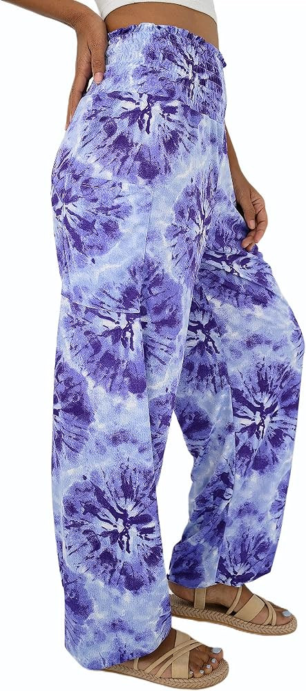 Women's Harem Pants High Waist Hippie Boho Yoga Palazzo Casual with Pockets | Amazon (US)
