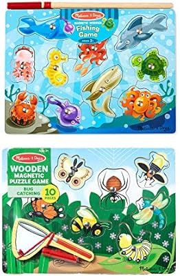 Melissa & Doug Magnetic Wooden Puzzle Game Set, 2-Pack, Fishing and Bug Catching (Sturdy Wooden C... | Amazon (US)