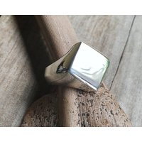 Chunky Signet Ring, Solid Sterling Silver, Diamond Square Top, Large Plain Signet, Chunky Mans Ring, Heavy, Wide Silver Ring | Etsy (US)