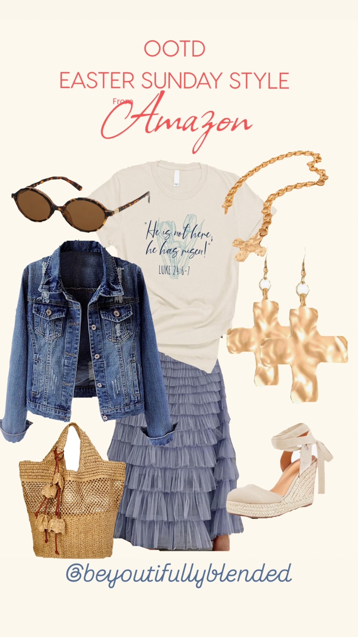 Another pretty Easter outfit! This time with all the blues!! Love this for a casual fit! #eastersunday #churchootd #heisrisen