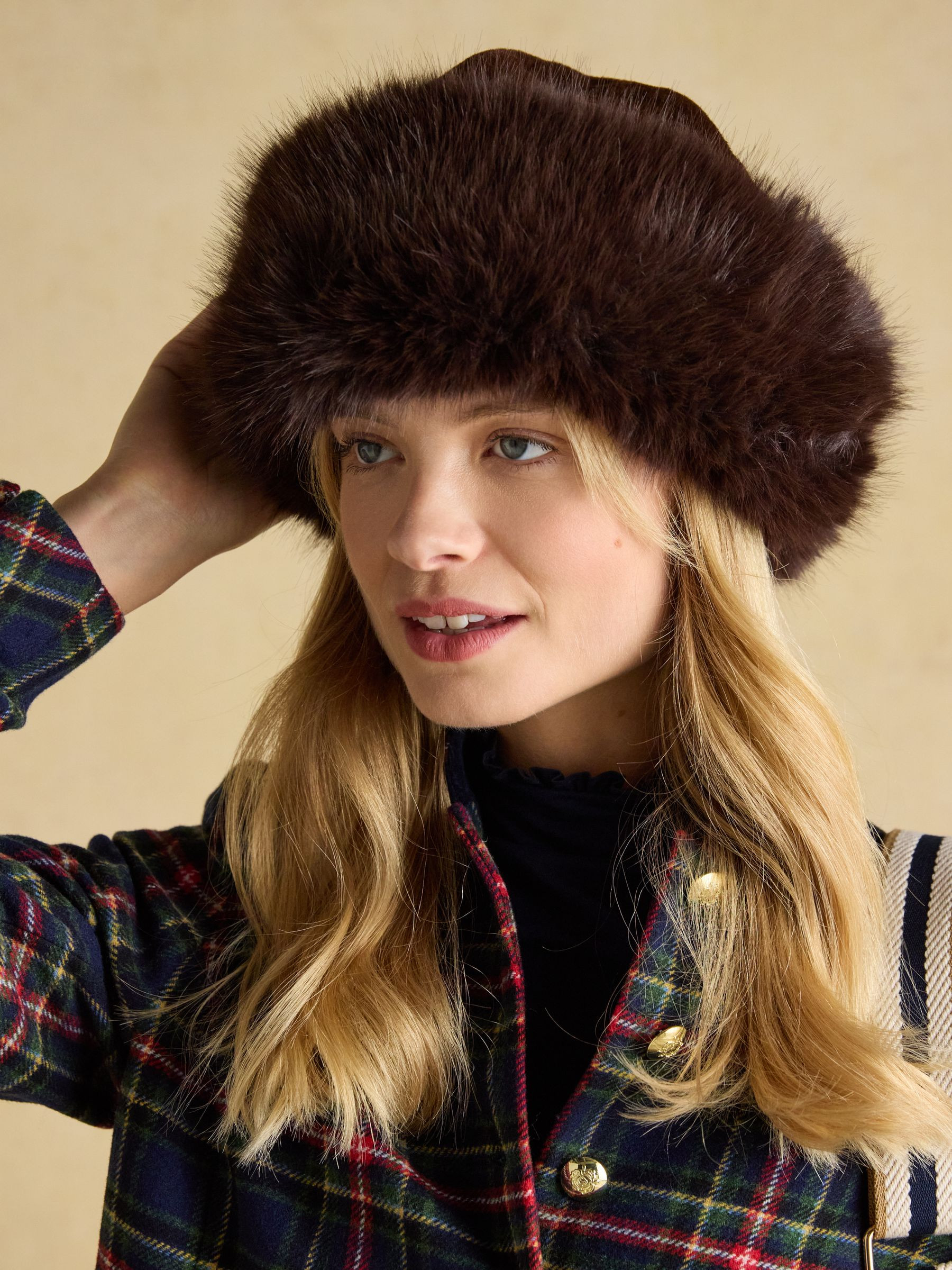 Aspen Chocolate Brown Faux Fur Hat | Joules | Joules