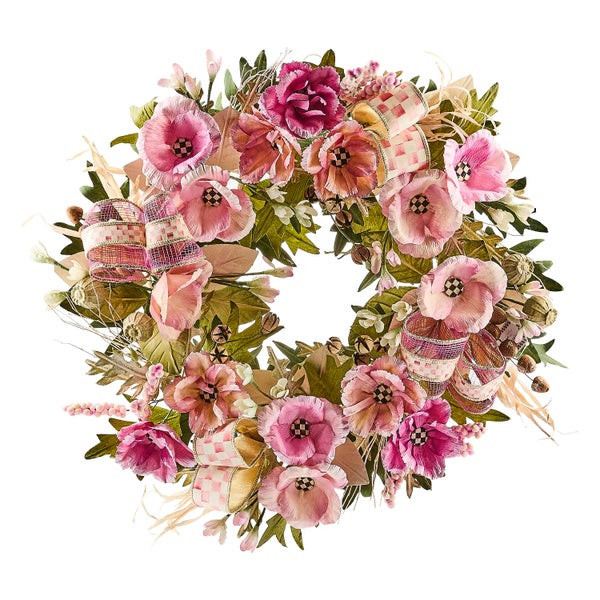 MacKenzie-Childs Rosy Poppy 22" Wreath | MacKenzie-Childs