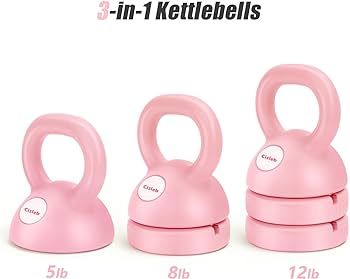 Cisleb Adjustable Kettlebell Weight Set: 3-in-1 Kettlebells (5lbs 8lbs 12lbs) for Home Gym Full-B... | Amazon (US)