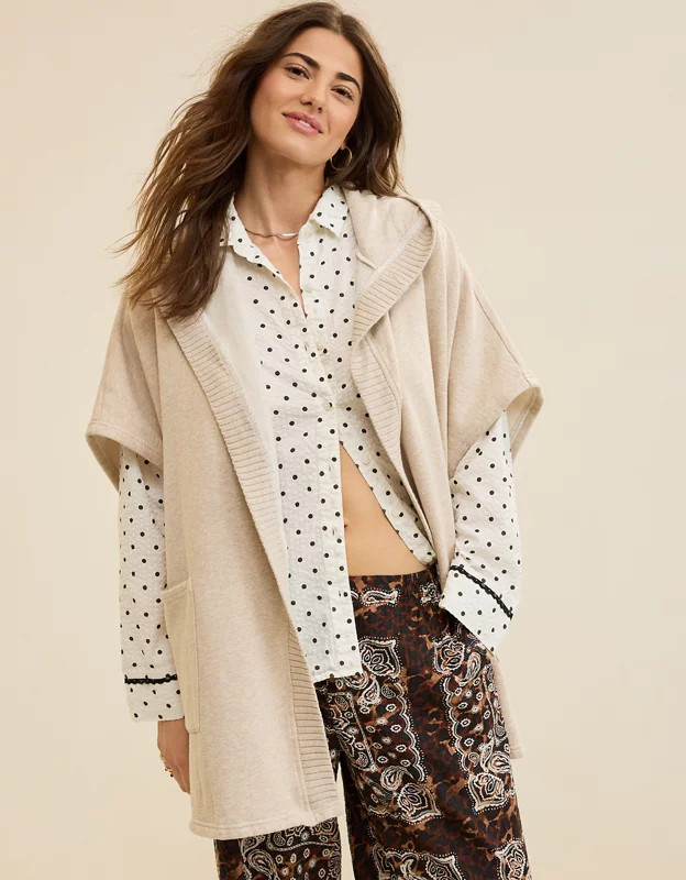 Aerie Hooded Fleece Cape | Aerie