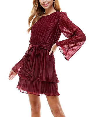 City Studios Juniors' Pleated Bell-Sleeve Dress & Reviews - Dresses - Juniors - Macy's | Macys (US)