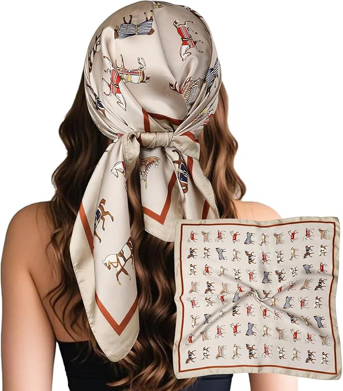 Sumolux Head Hair Scarf for Women Like Satin Silk Scarf Bandana Hair Wrapping Night Large Square ... | Amazon (US)