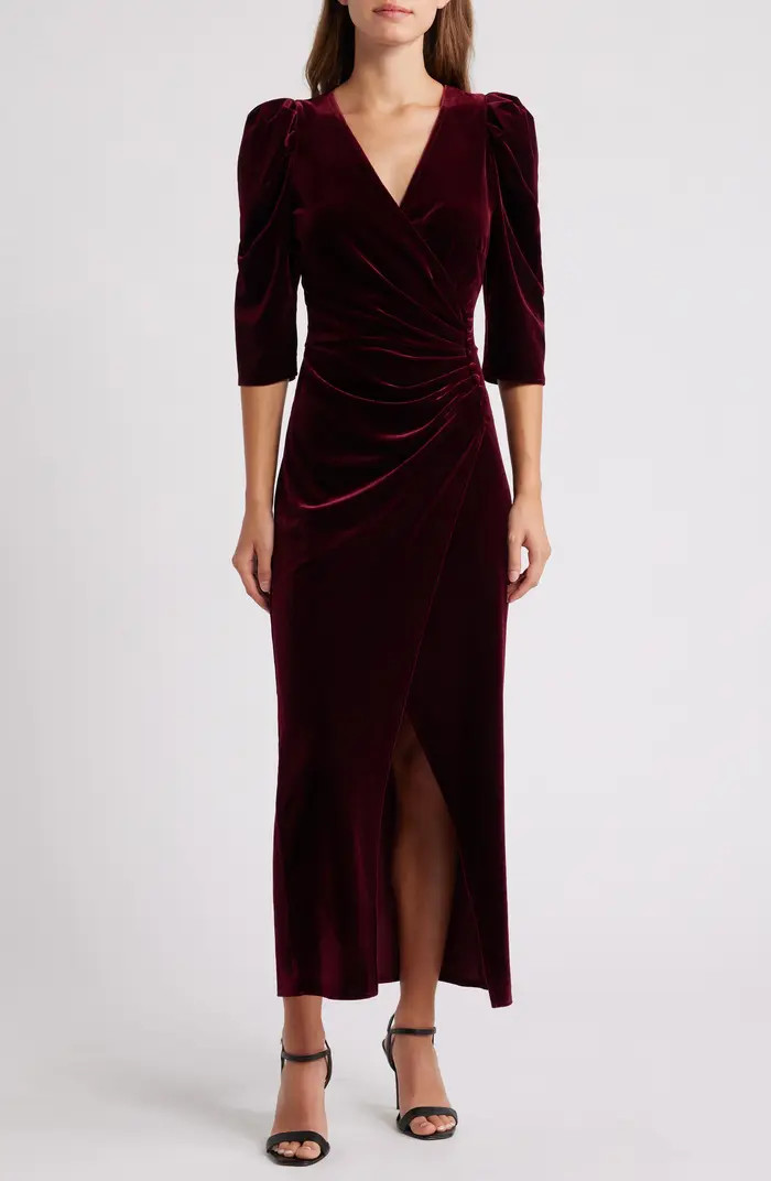 Faux Wrap Velvet Midi Cocktail Dress | Nordstrom