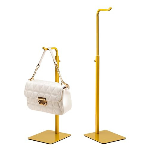 Josmimic 2 Pack Purse Holder Handbag Display Stand: Gold Hanger Rack for Bags, Purses, and Wreath, Adjustable Hook Stand for Tabletop, Closet, and Retail Use for Vendors | Amazon (US)