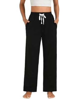 Vrtige Women's Satin Drawstring Elastic High Waist Wide Leg Pants Trousers with Pockets | Amazon (US)