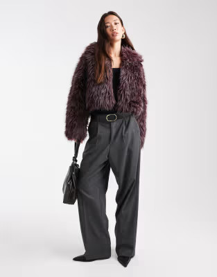 Cotton On gigi faux fur jacket in burgundy | ASOS (Global)