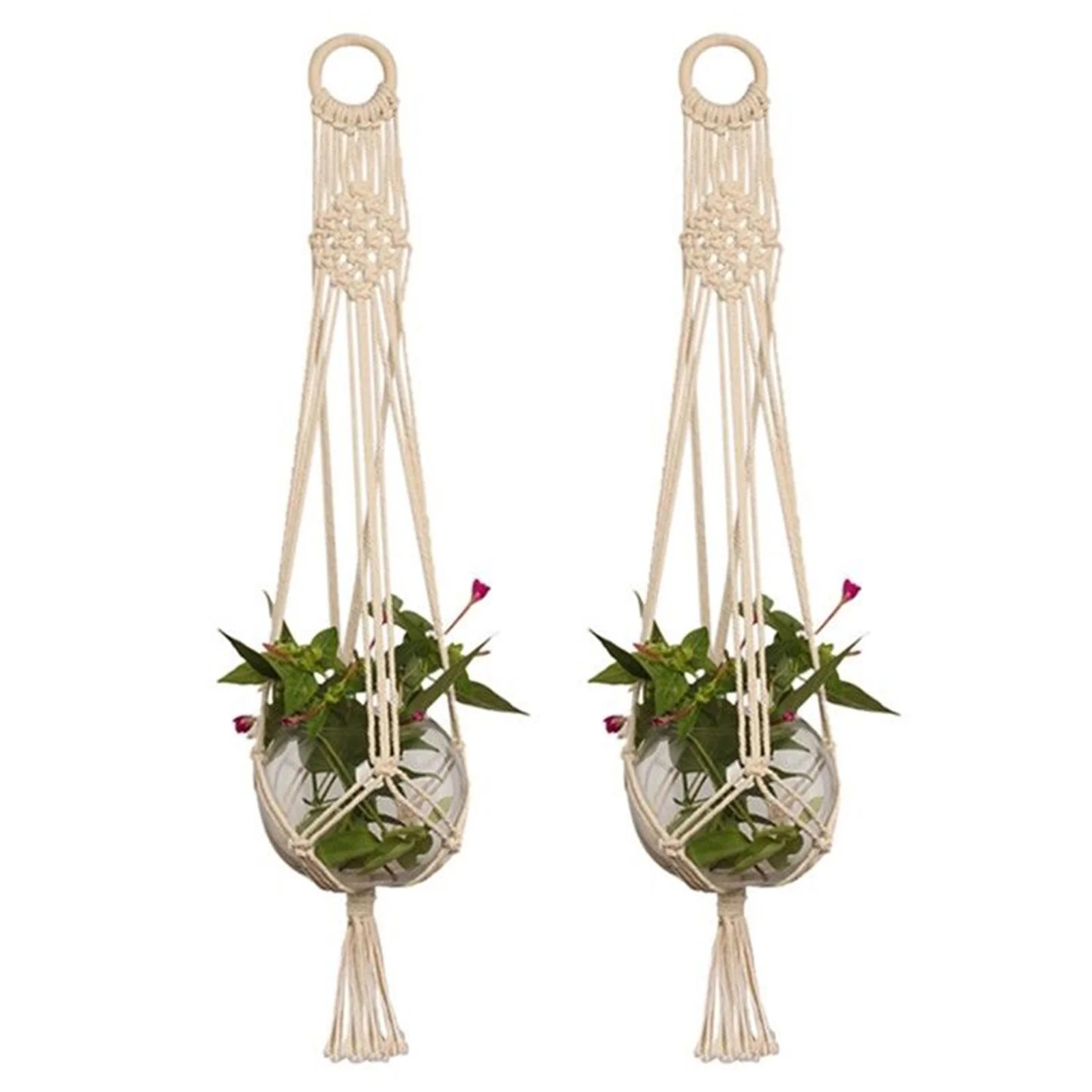 TSV Pot Holder Macrame Plant Hanger Hanging Planter Basket Jute Rope Braided | Walmart (US)