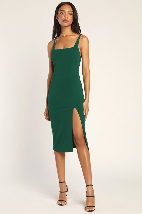 Foxy Favorite Emerald Green Sleeveless Bodycon Midi Dress - Office Party - Office Holiday Party  | Lulus (US)
